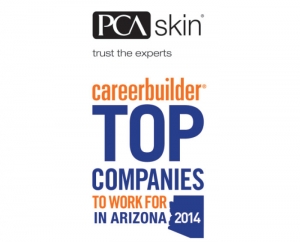 PCA SKIN® proudly accepted an Award of Recognition for creating a best in class workplace culture and developing great leaders from Career Builder Top Companies to Work for in Arizona 2014