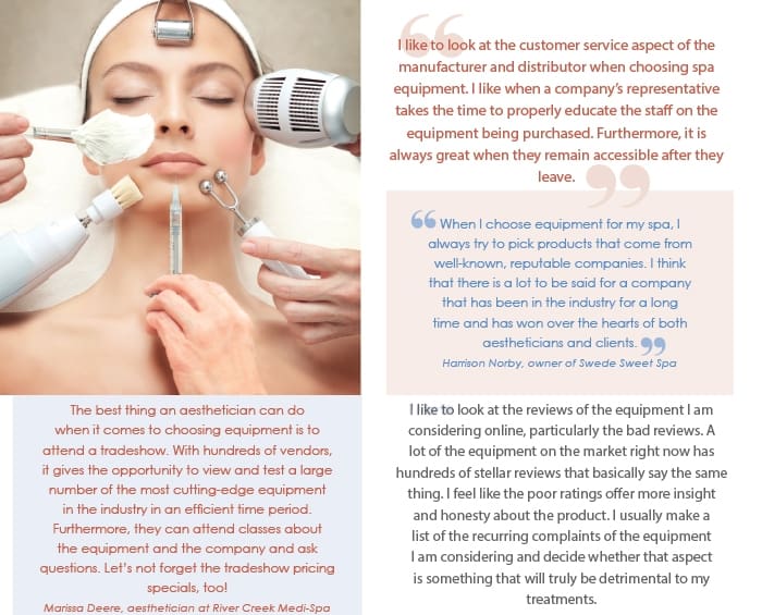 What tips do you have for choosing spa equipment?